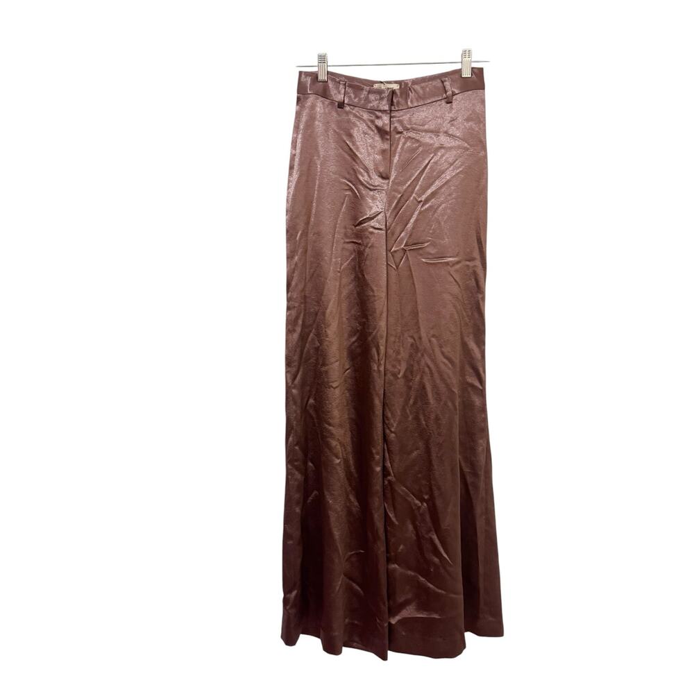 L’Agence Women’s Gavin Wide Leg Satin Pants Stretch In Sparrow Size 2 NWT - Picture 5 of 13